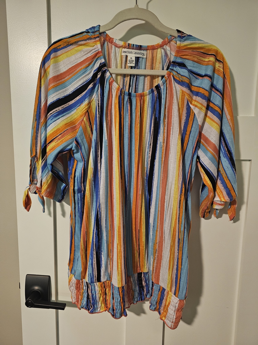 New York Laundry Women's Multicolor Striped Peasant Top